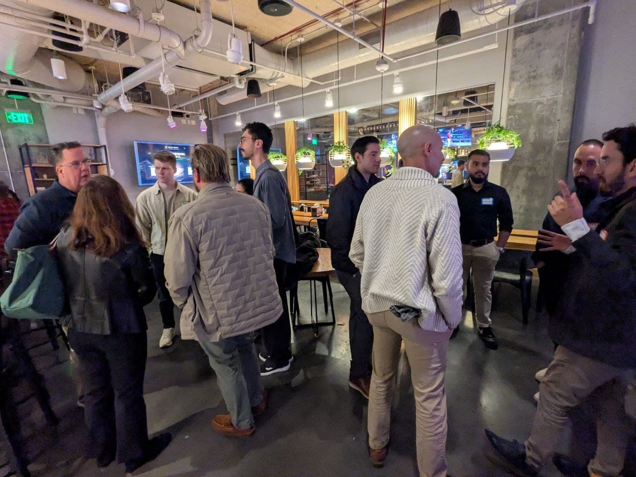 Crowded room at Boston startup networking event