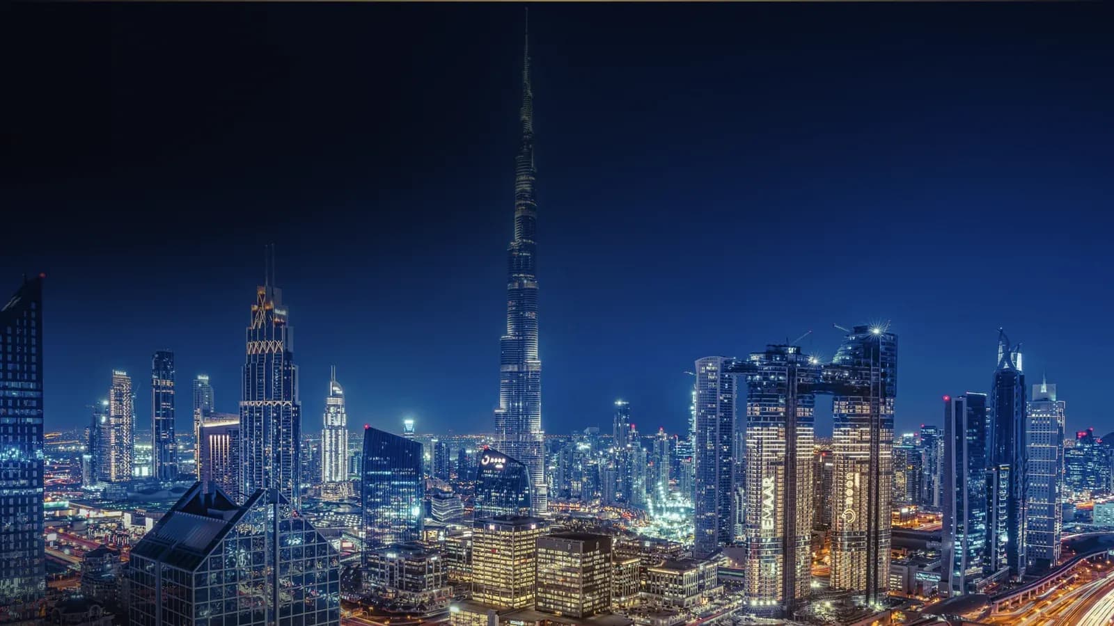 Burj Khalifa and Downtown Dubai at night