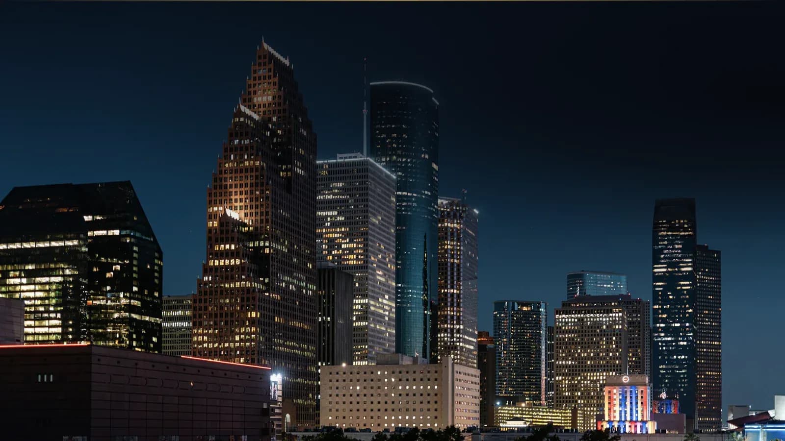 Downtown Houston towers at night