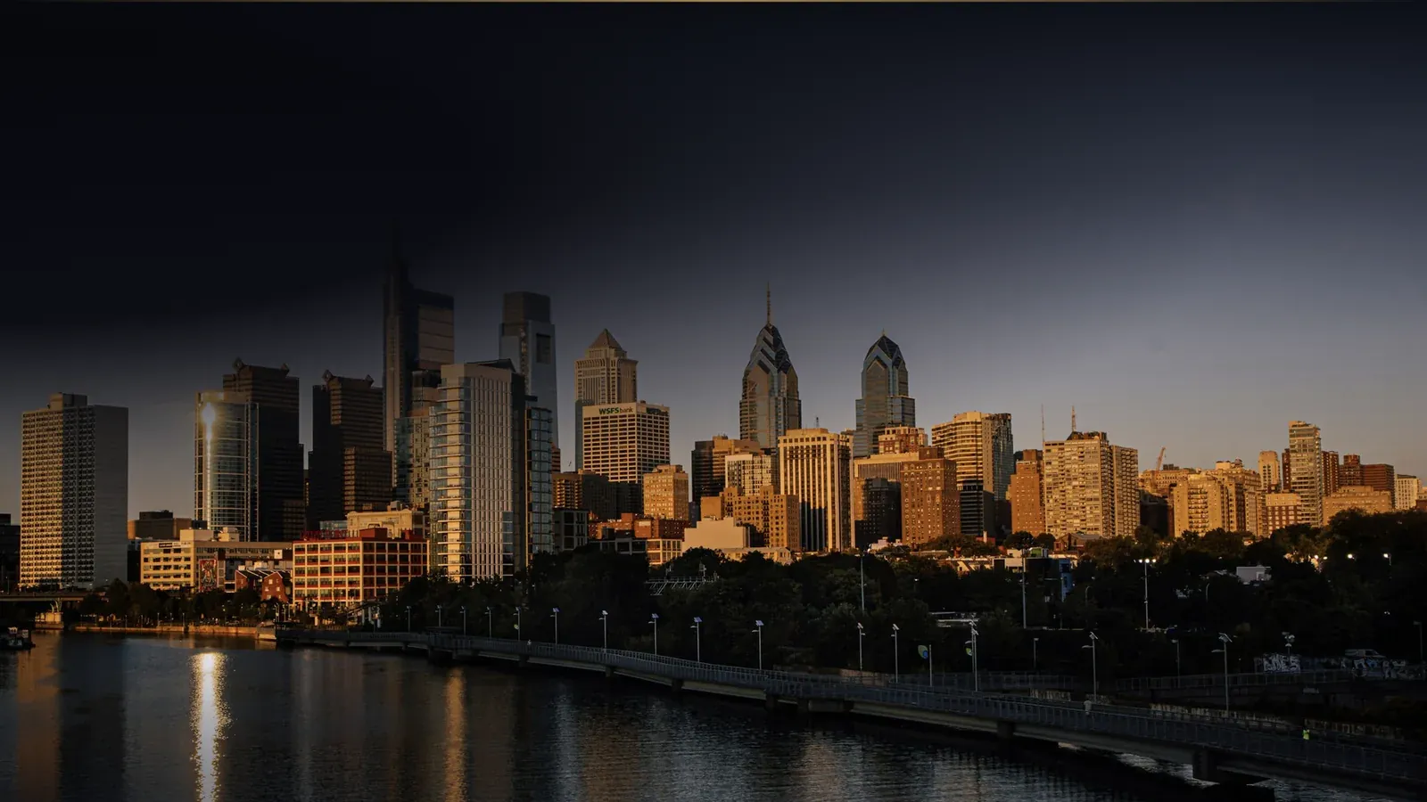 Philadelphia skyline over the Schuylkill River