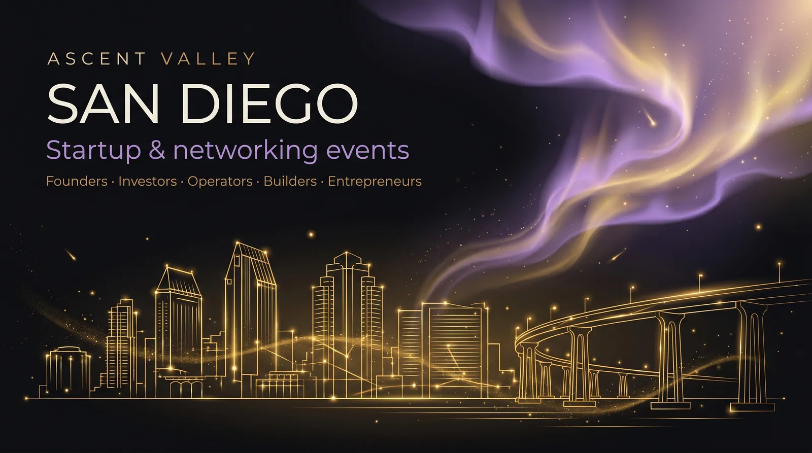 San Diego skyline drawn in golden light