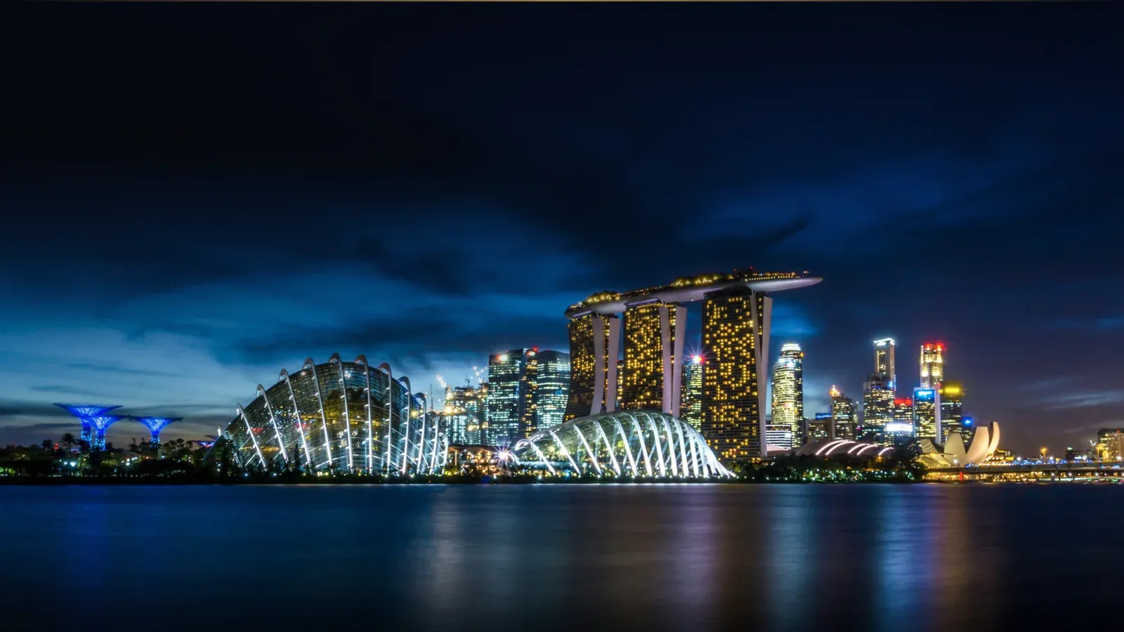Marina Bay skyline in Singapore at night